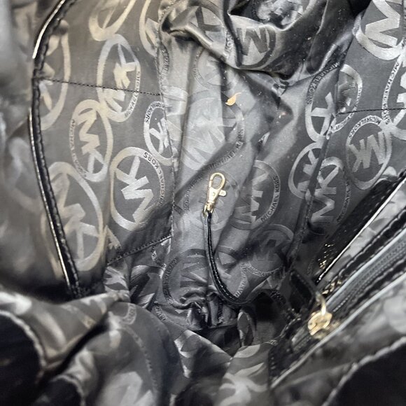 Michael Kors Hamilton Large Saffiano Leather Bag Golden Padlock & Key Black - Picture 11 of 14